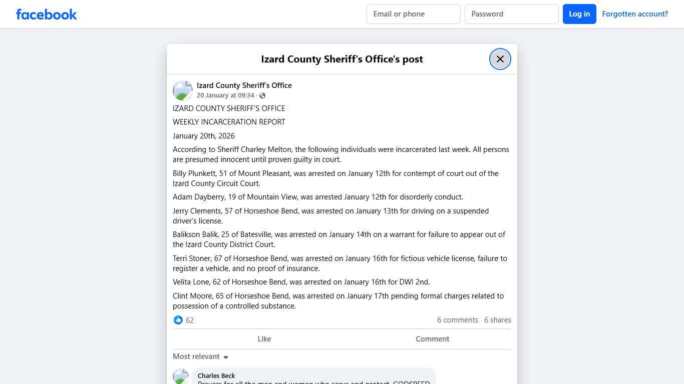 IZARD COUNTY SHERIFF’S... - Izard County Sheriff's Office Facebook
